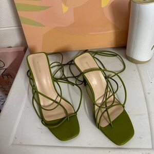 Olive green lace heels